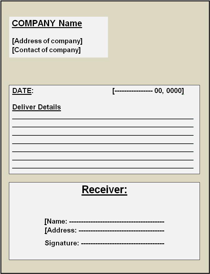 Delivery Receipt Template Free Word Templates