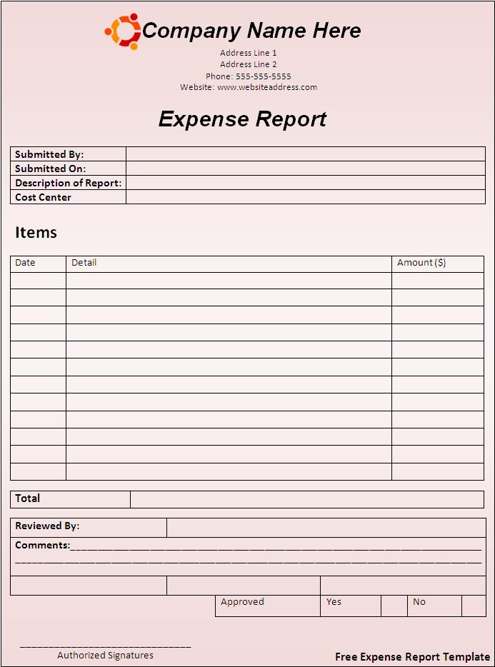 claim expense report free word templates