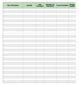 Inventory List Template | Free Word Templates