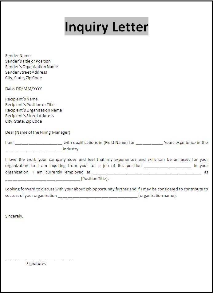 Job Inquiry Letter Sample from www.wordstemplates.org