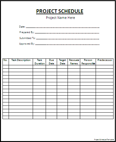 Project Schedule Example