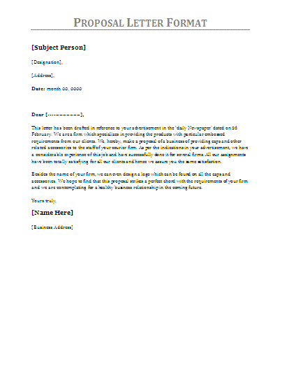 proposal letter template