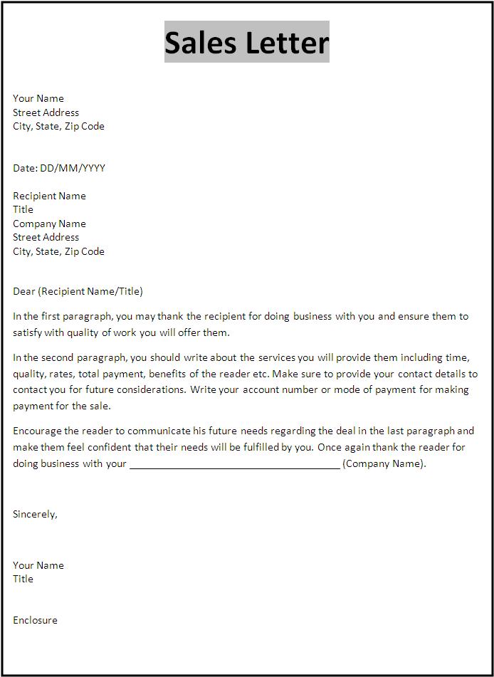 Free Sales Letter Template | Free Word Templates