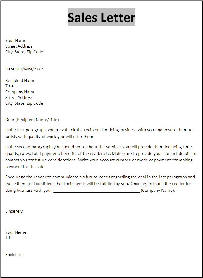 Sales Letter Format | Free Word Templates