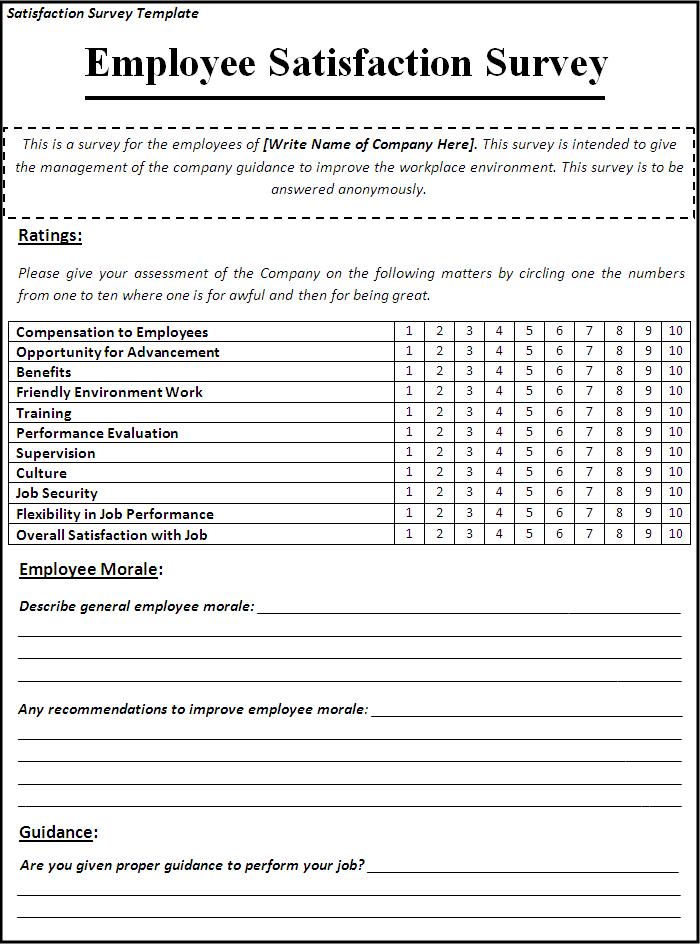 employee satisfaction survey report in excel format