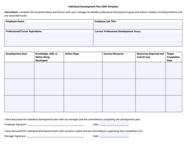 Personal Development Plan Template | Free Word Templates