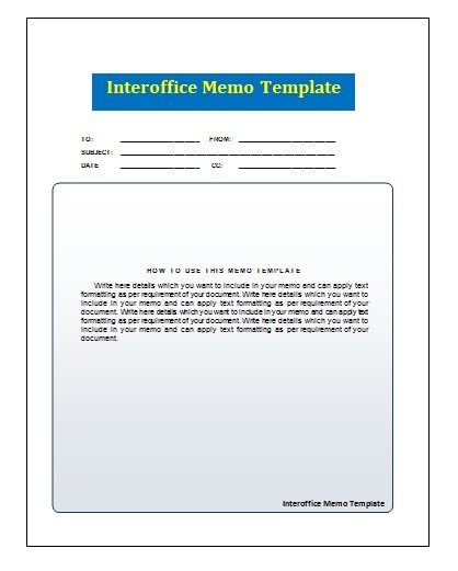 Interoffice Business Memo Template