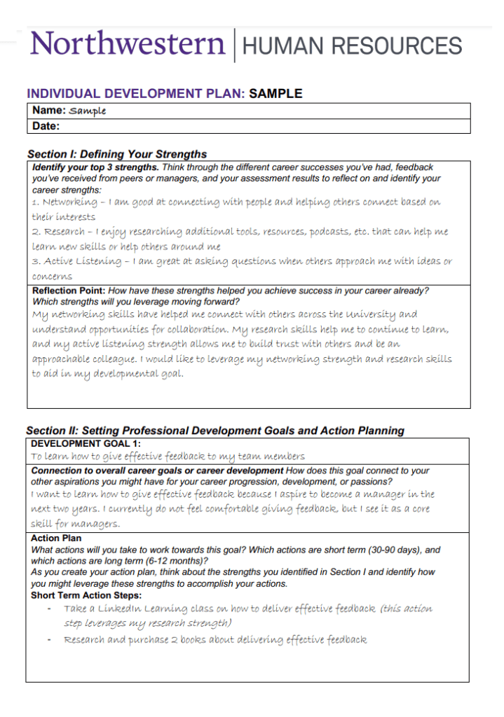 Personal Development Plan Sample