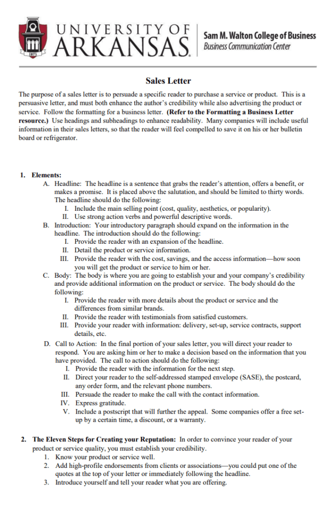 Sales Letter Template Word