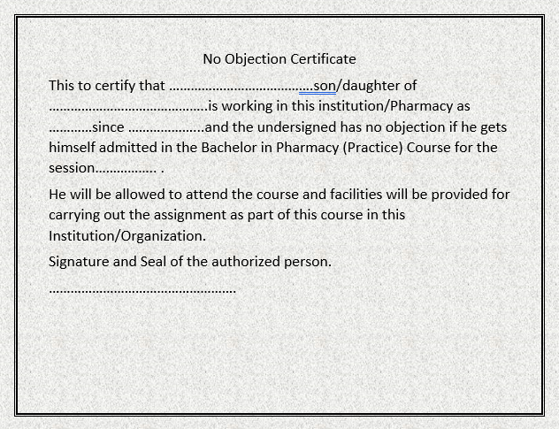 No Objection Certificate Template