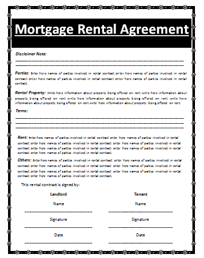 Mortgage Agreement Template Free Word Templates