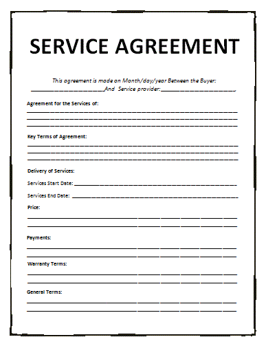 Free Printable Service Agreement Template