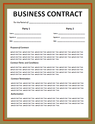 Free Business Contract Template Free Word Templates
