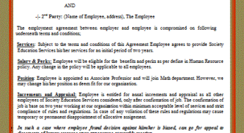 Trail Employment Contract Template