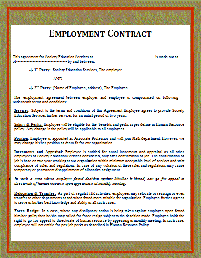 employment contract template