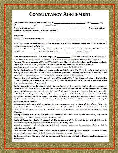 Consultant Agreement Form