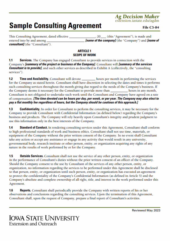 Job Consultancy Contract Sample