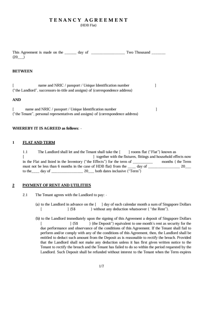 Landlord Tenancy Rights Contract Template