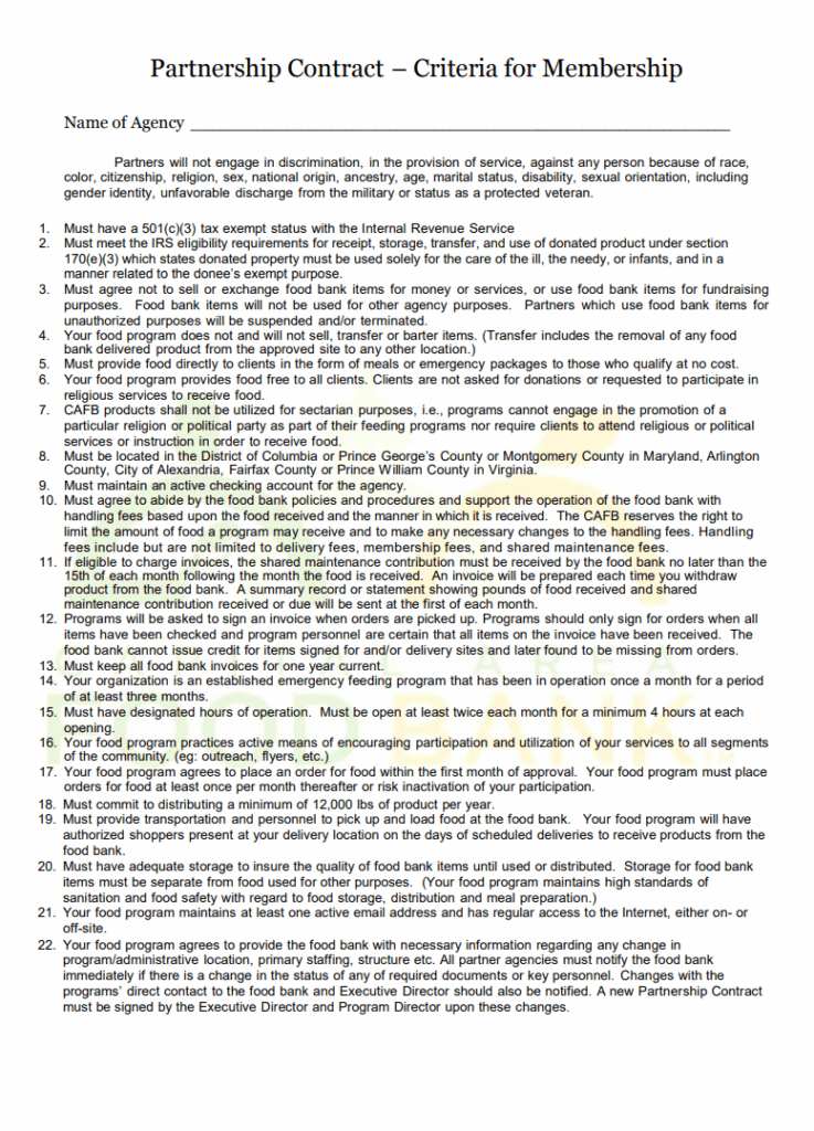 Membership Partnership Contract Template