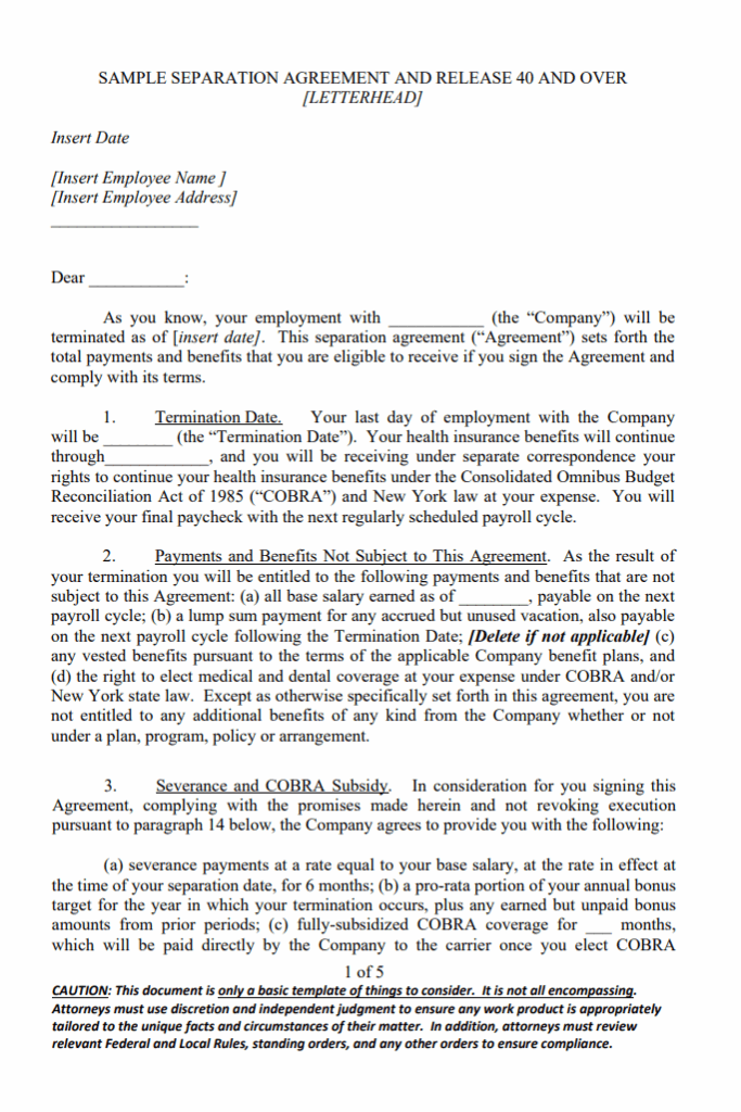 Mutual Separation Contract Sample