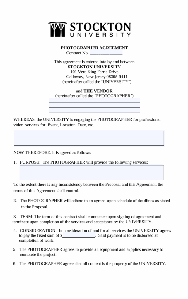 Photography Vendor Contract Template