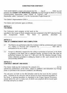 Project Construction Contract Template | Free Word Templates