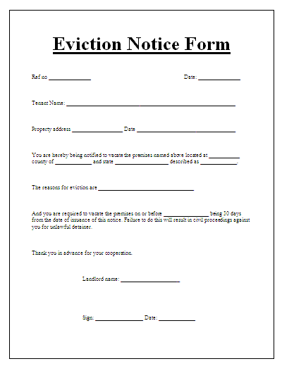 30 Days Eviction Notice Template from www.wordstemplates.org