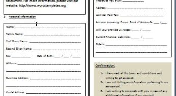 Income Assessment Form