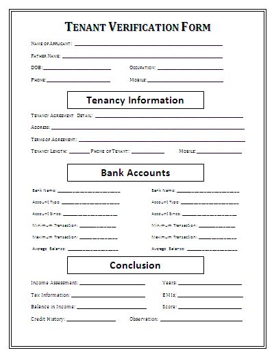 Tenant Verification Form