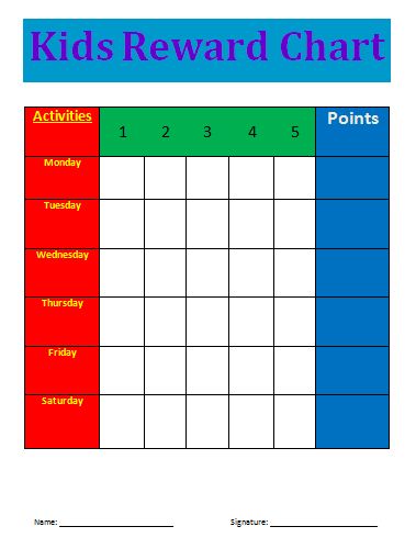 Reward Chart Template