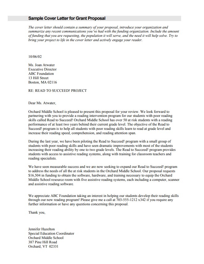 Sample Grant Proposal Letter from www.wordstemplates.org