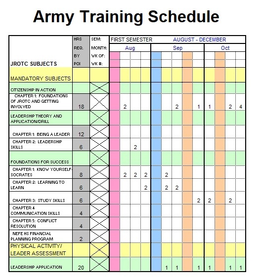 Sample Workout Calendar