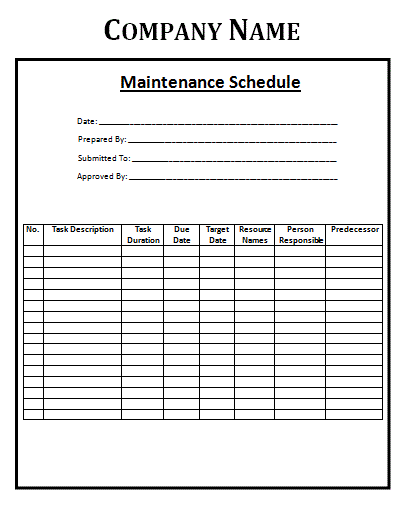 company-maintenance-schedule-template-free-word-templates