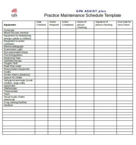 Maintenance Schedule Template | Free Word Templates