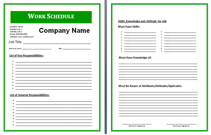 daily shift schedule template