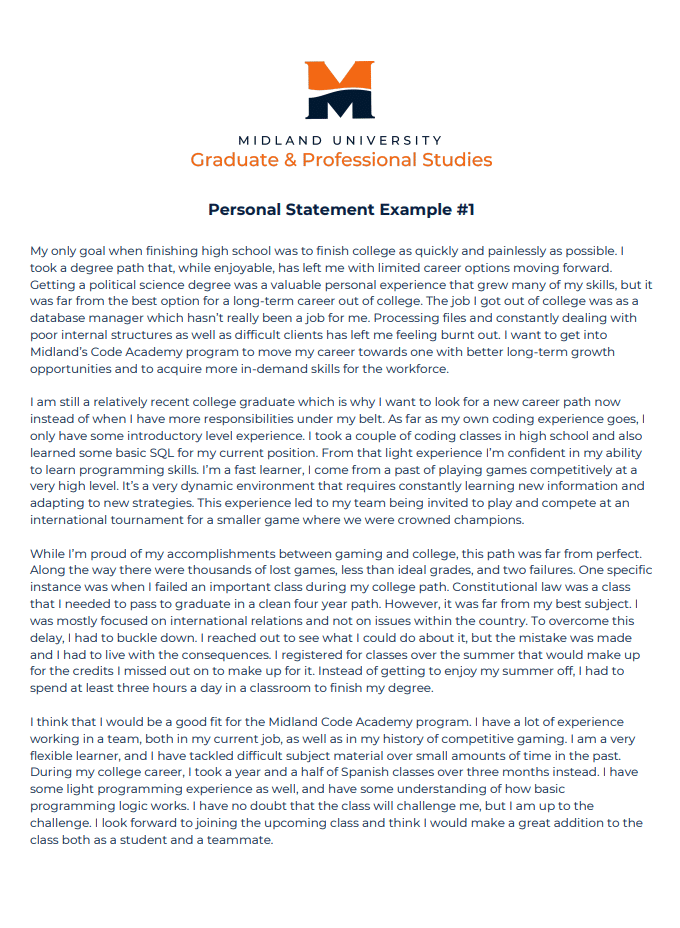 personal statement example