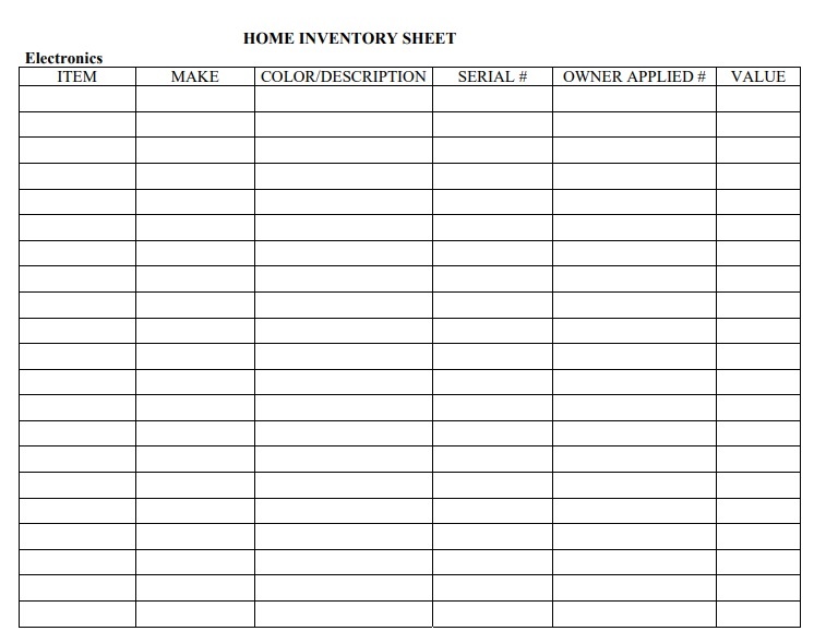 Equipment List Format