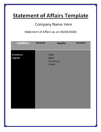 statement of affairs template