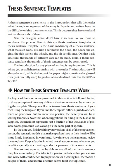 thesis statement template college