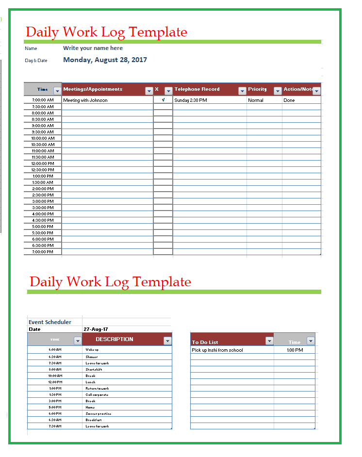 Log Template Word from www.wordstemplates.org