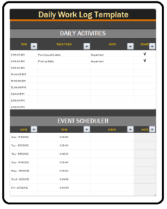Daily Work Log Templates | Free Word Templates