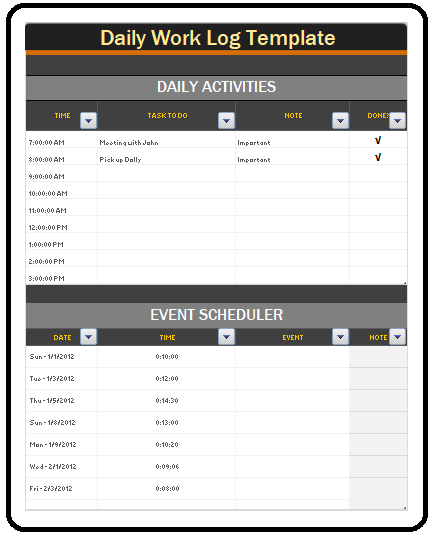 Daily Work Log Template from www.wordstemplates.org