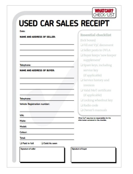 Car Receipt Template