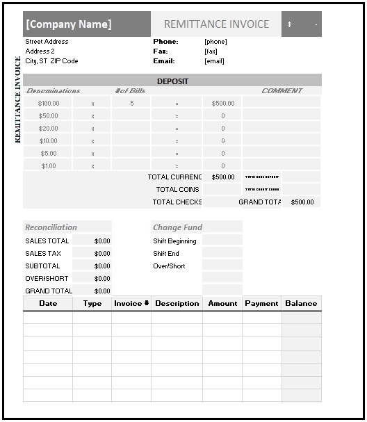 Remittance Advice Template 7 Free Printable Word Excel Pdf
