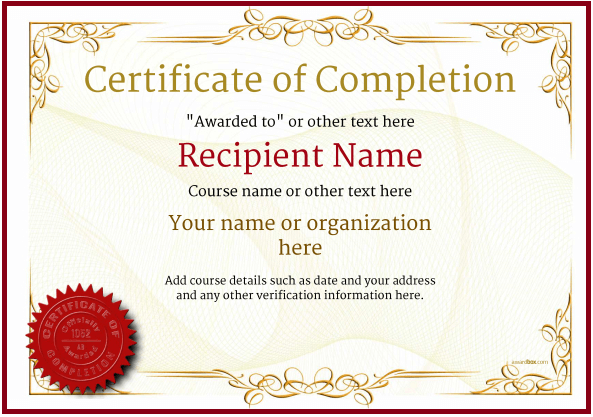 Certificate of Completion Template