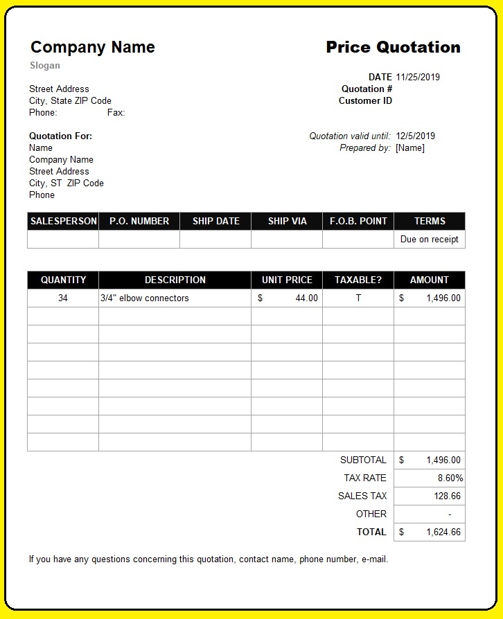 Free Printable Quotation Templates