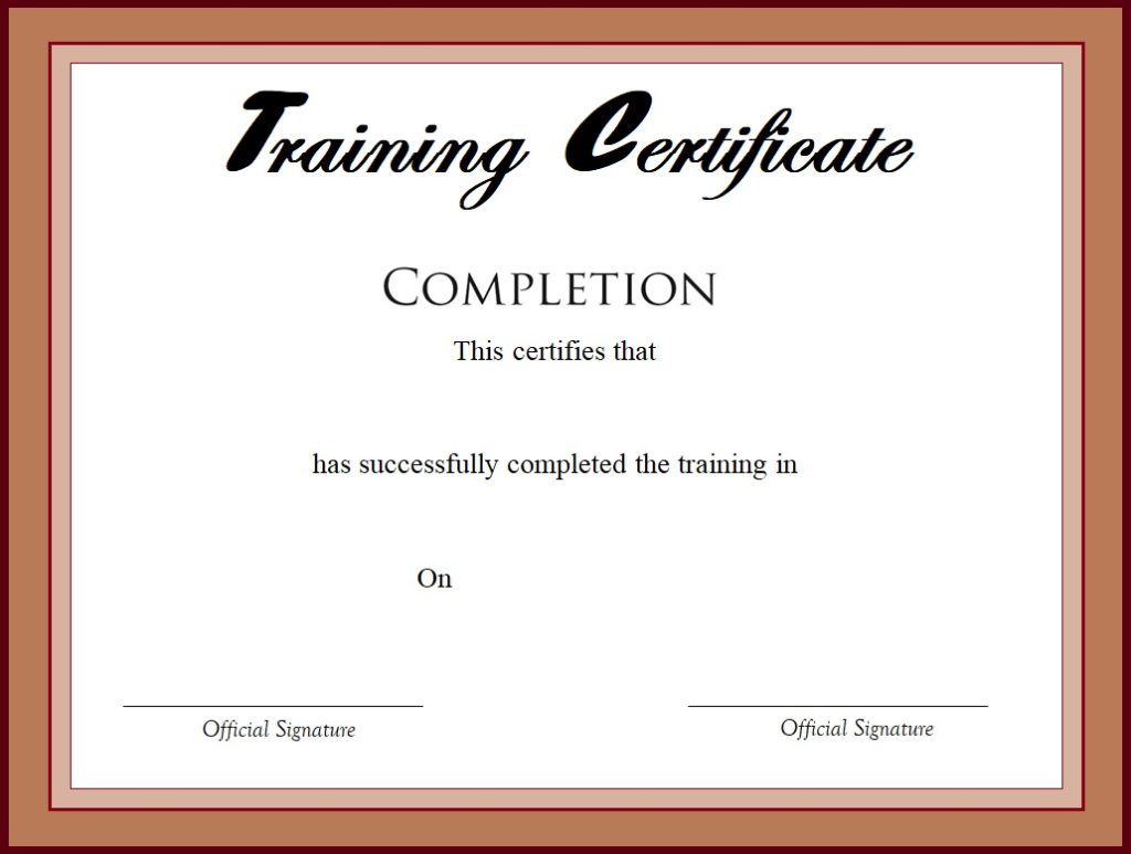 Training Certificate Template Free Word Templates For Training Certificate Template Word Format