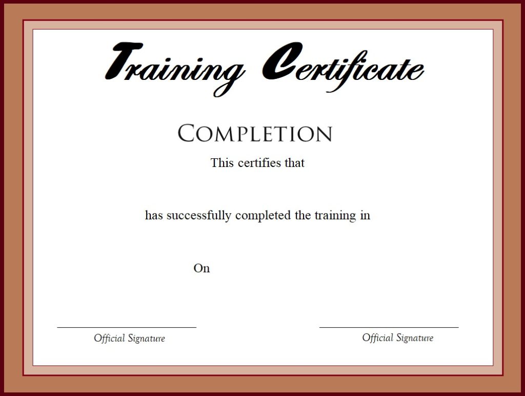 Training Certificate Template Free Word Templates Throughout Training Certificate Template Word Format