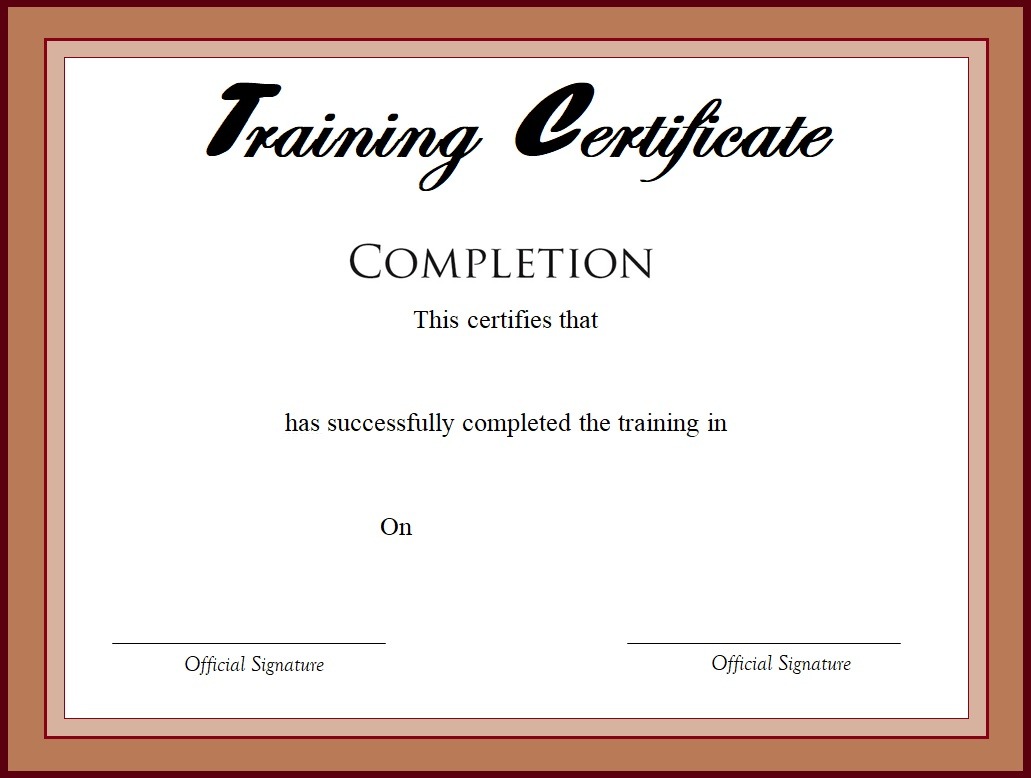 Training Certificate Template Free Word And Excel Templates