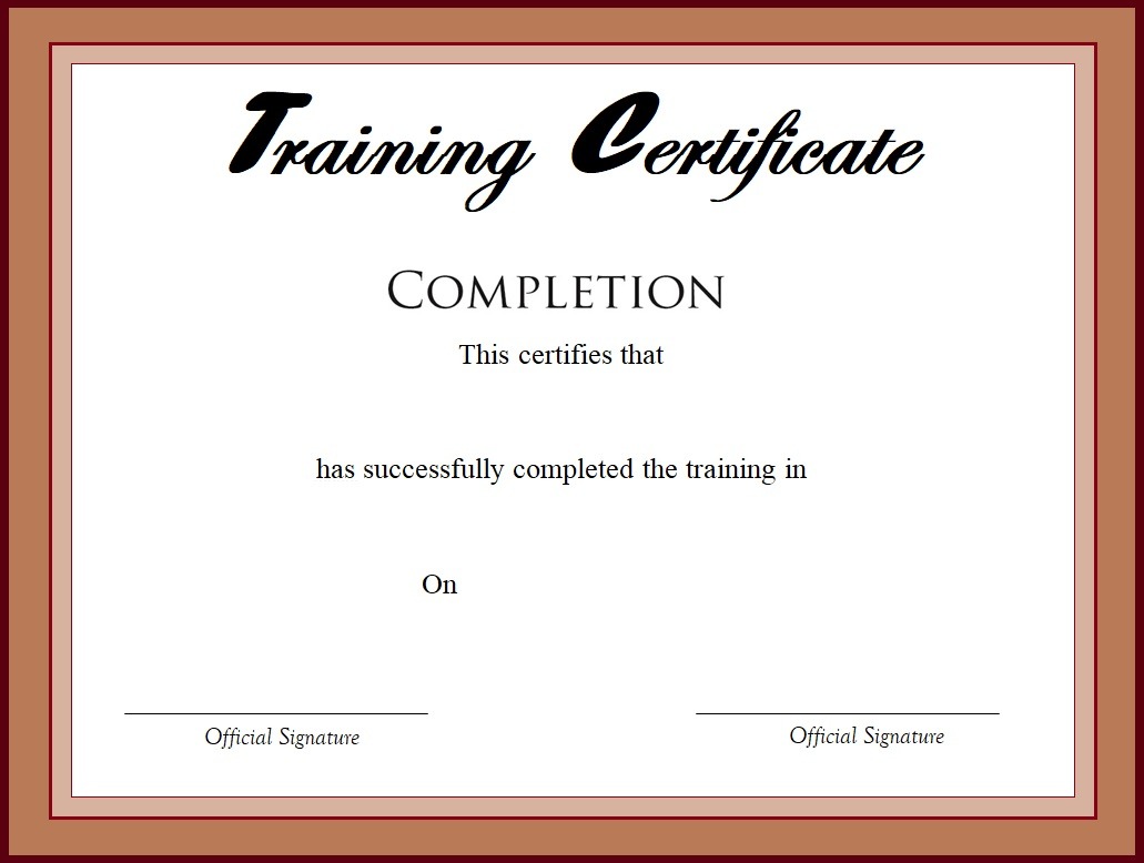 Training Certificate Template